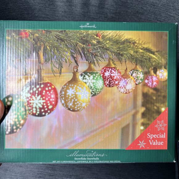 Hallmark Illuminations Snowflake Snowballs Large And Small Set 12 Total NEW - Picture 3 of 9